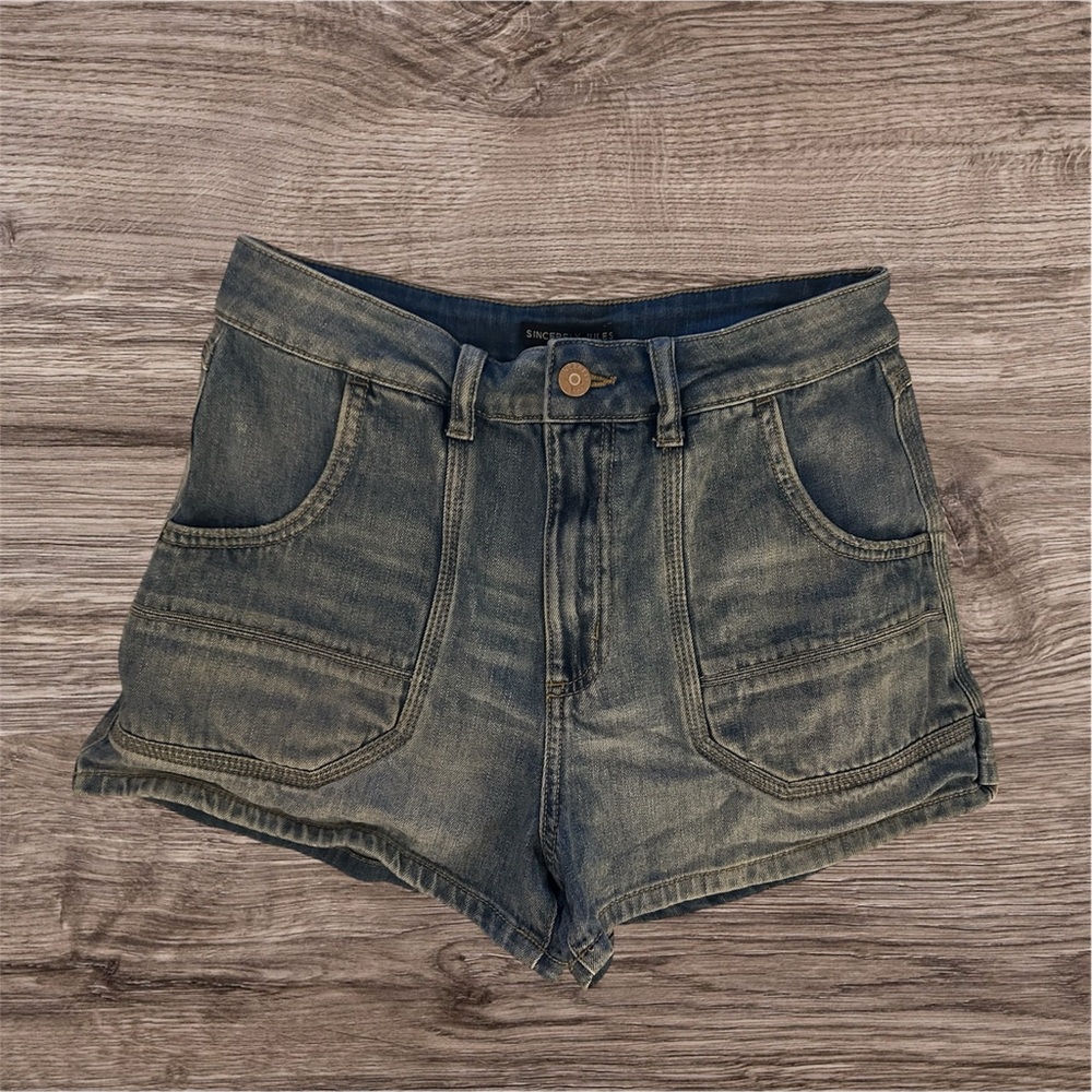 Sincerely Jules Blue High-Waisted Jean Shorts Vintage Distressed
